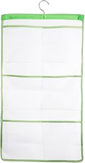 ALYER 6 Storage Pockets Hanging Mesh Shower Caddy,Space Saving Bathroom Accessories and Quick Dry Bath Organizer with Hanger,Green