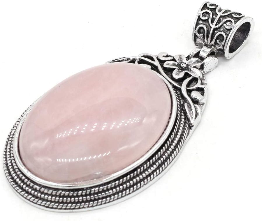 Natural Stone Pendant,Oval Shape Gemstone Pendants Crystal Quartz Healing Chakra Reiki Charms Bulk for DIY Necklace Bracelet Jewelry Making 40x60mm (Random 2Pcs) - Image 4