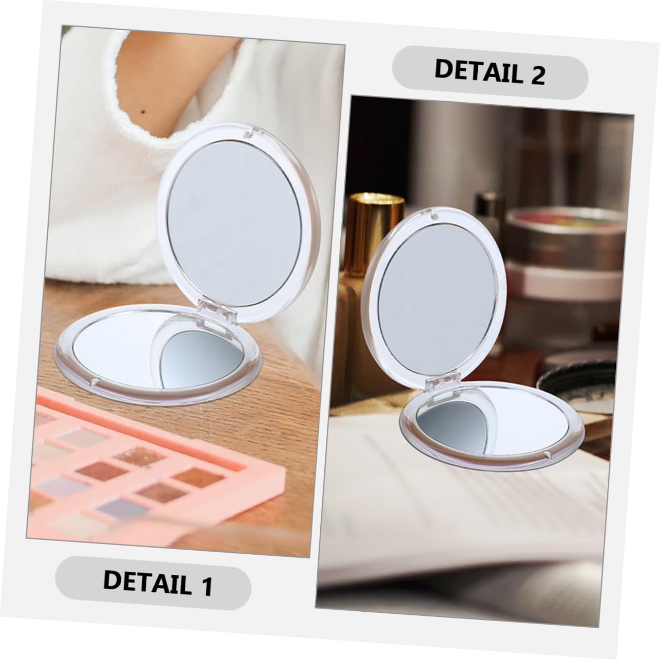 SHERCHPRY 3 Stück Faltbarer Kosmetikspiegel Tragbarer Doppelter Handspiegel Mini Runder Vergrößerungsspiegel für Unterwegs für Make Up und Pflege im Taschenformat