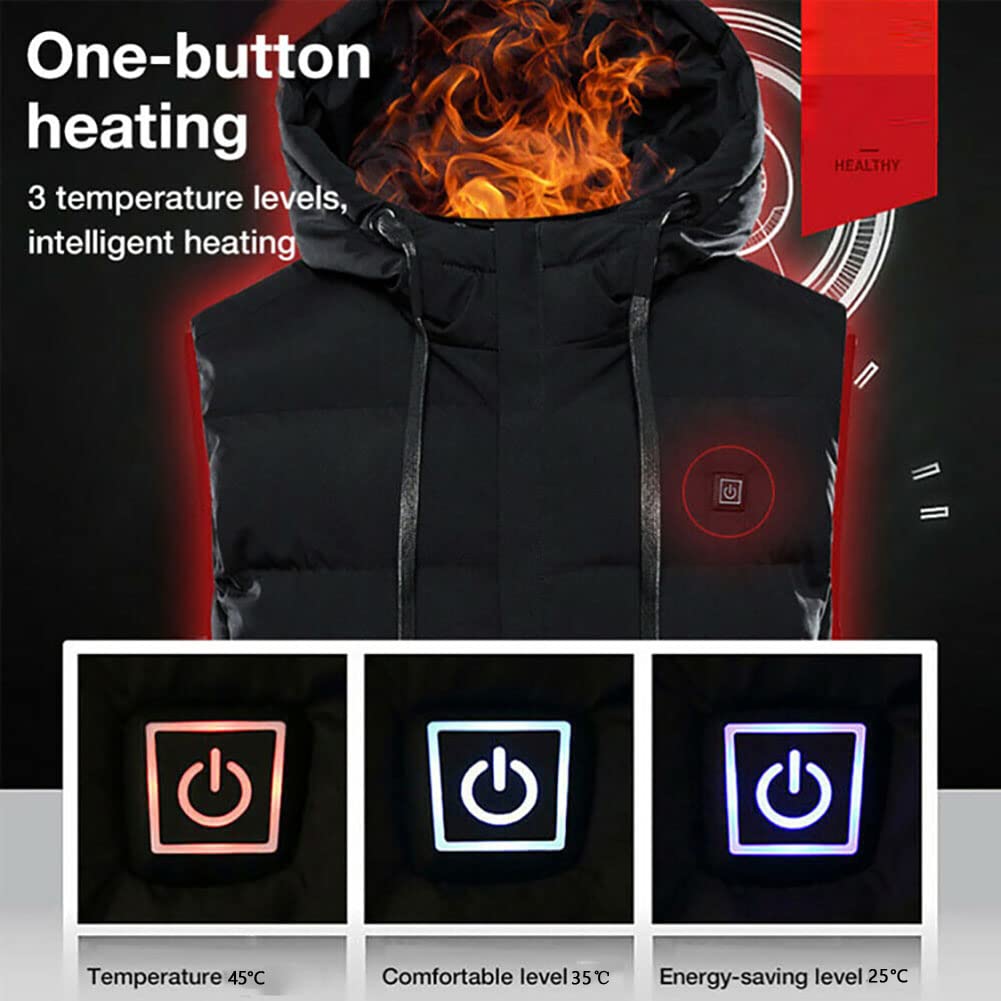 Chaleco Calentado USB con 9 Zonas de Calor,Chaleco Calefactado Eléctrico Lavable,Chalecos Termico Exteriores,3 Temperatura Ajustable,para Moto,ciclismo,senderismo