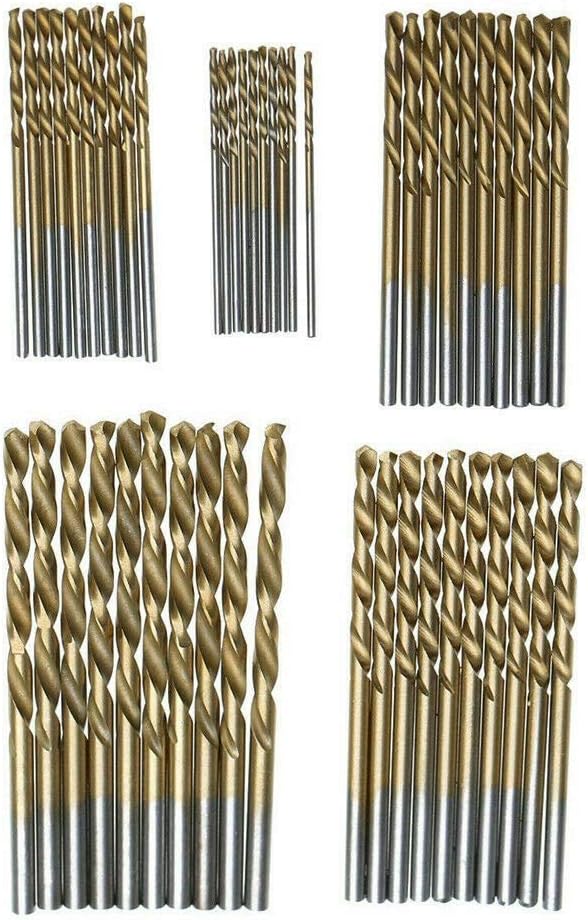 50 pcs 1mm 1.5mm 2mm 2.5mm 3mm Titanium Coated HSS High Speed Steel Drill Bit Tool Set for Drilling Holes in Leather, Soft Metal, Wood, Plastic, Soft Materials, Aluminum, Amber, Models