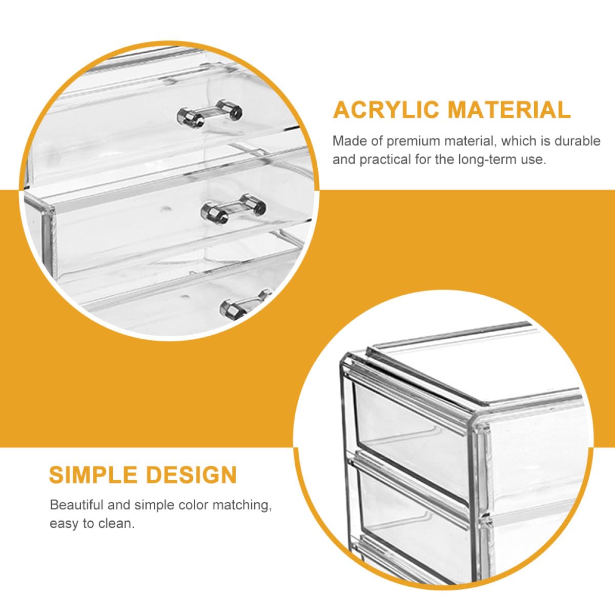PRETYZOOM Caja de Cosméticos para Almacenamiento Seguro y Cuatro Cajones de Acrílico Transparente Diseño Cerrado de Maquillaje en Escritorio
