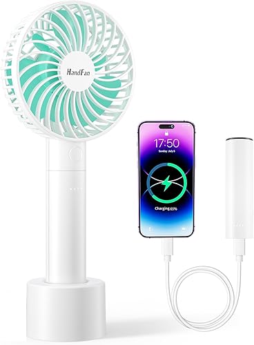 Miniatura 9 de HandFan Ventilador de escritorio portátil de 7 pulgadas, ventilador de escritorio personal recargable de 5200 mAh con temporizadorluz LED,