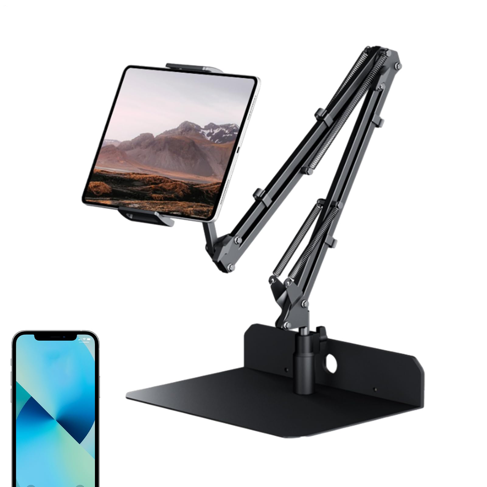 Soporte de metal para teléfono, soporte de cama ajustable | soporte giratorio de 360 grados para smartphones, visualización flexible de manos libres, agarre para escritorio, soporte noc