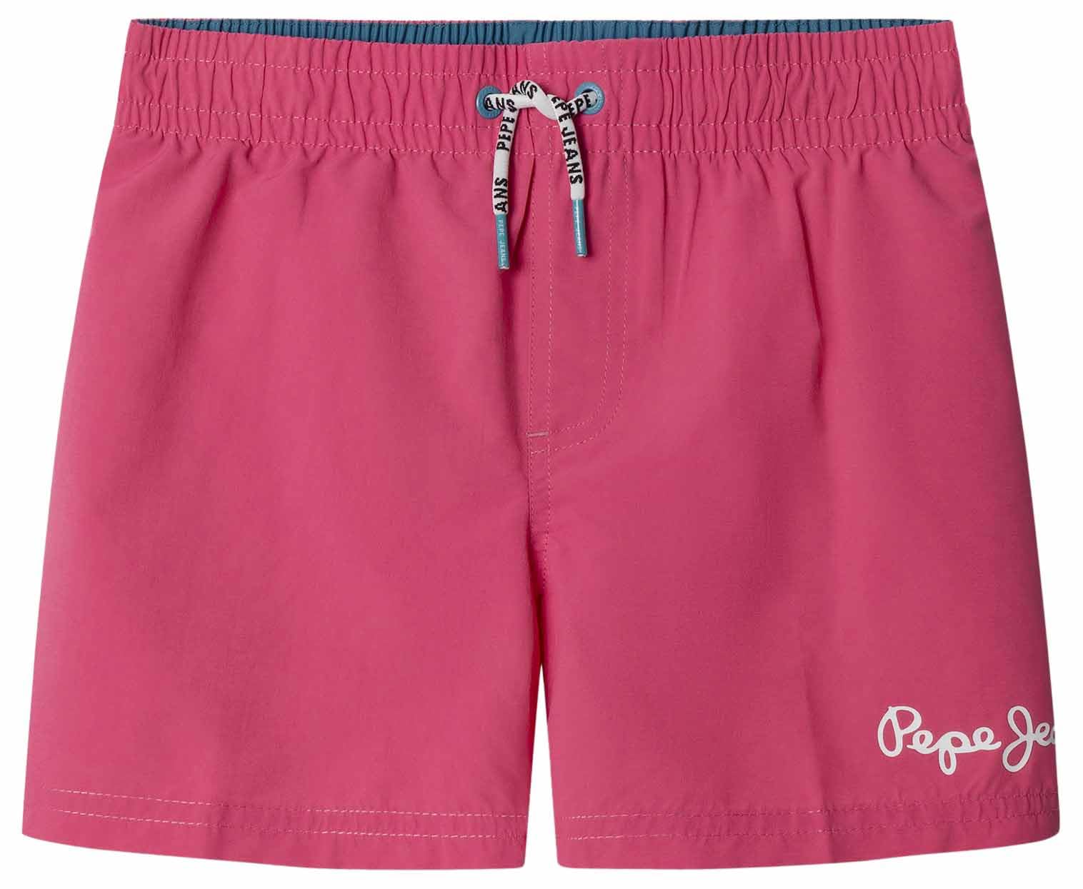 Pepe Jeans Boy's PJ Solid Swimshort Shorts, Pink (HOT Pink), 14 Years