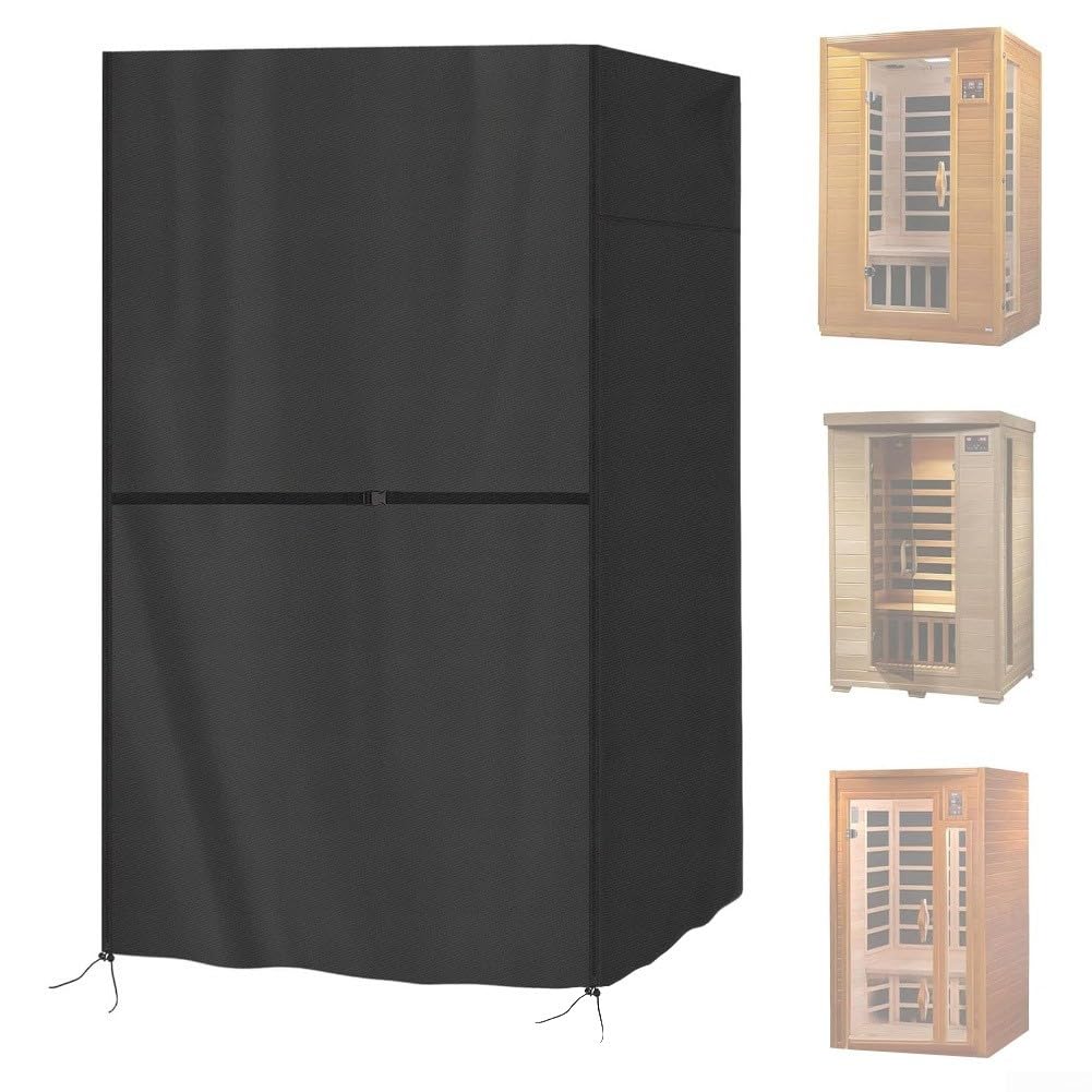 HpLive Saunaabdeckung für Einzelpersonensauna mit wasserdichter PU-Beschichtung, mit Reißverschluss und Befestigungssystem, 97x109x193cm(420D)