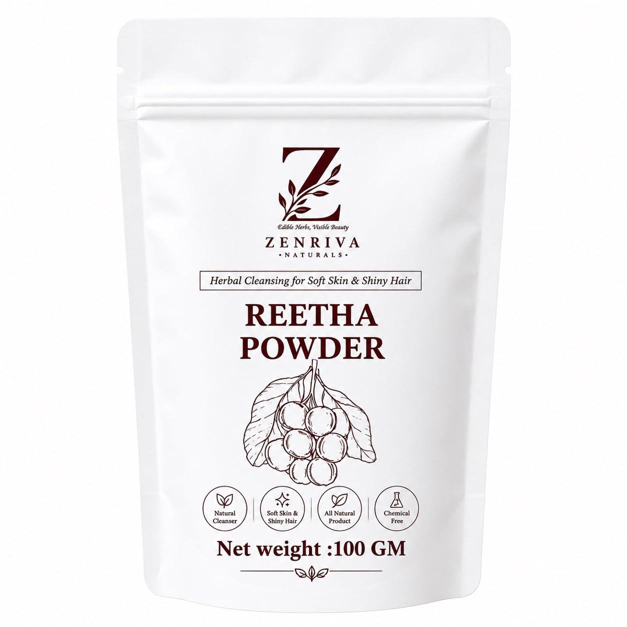 Zenriva Naturals Reetha Powder for Hair Care | Natural Soapnut