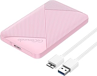 GiGimundo 2.5" Hard Drive Enclosure, 5Gbps USB 3.0 to SATA III External HDD Enclosure for 2.5inch 9.5mm 7mm SSD HDD, Supports UASP SATA III (Pink)