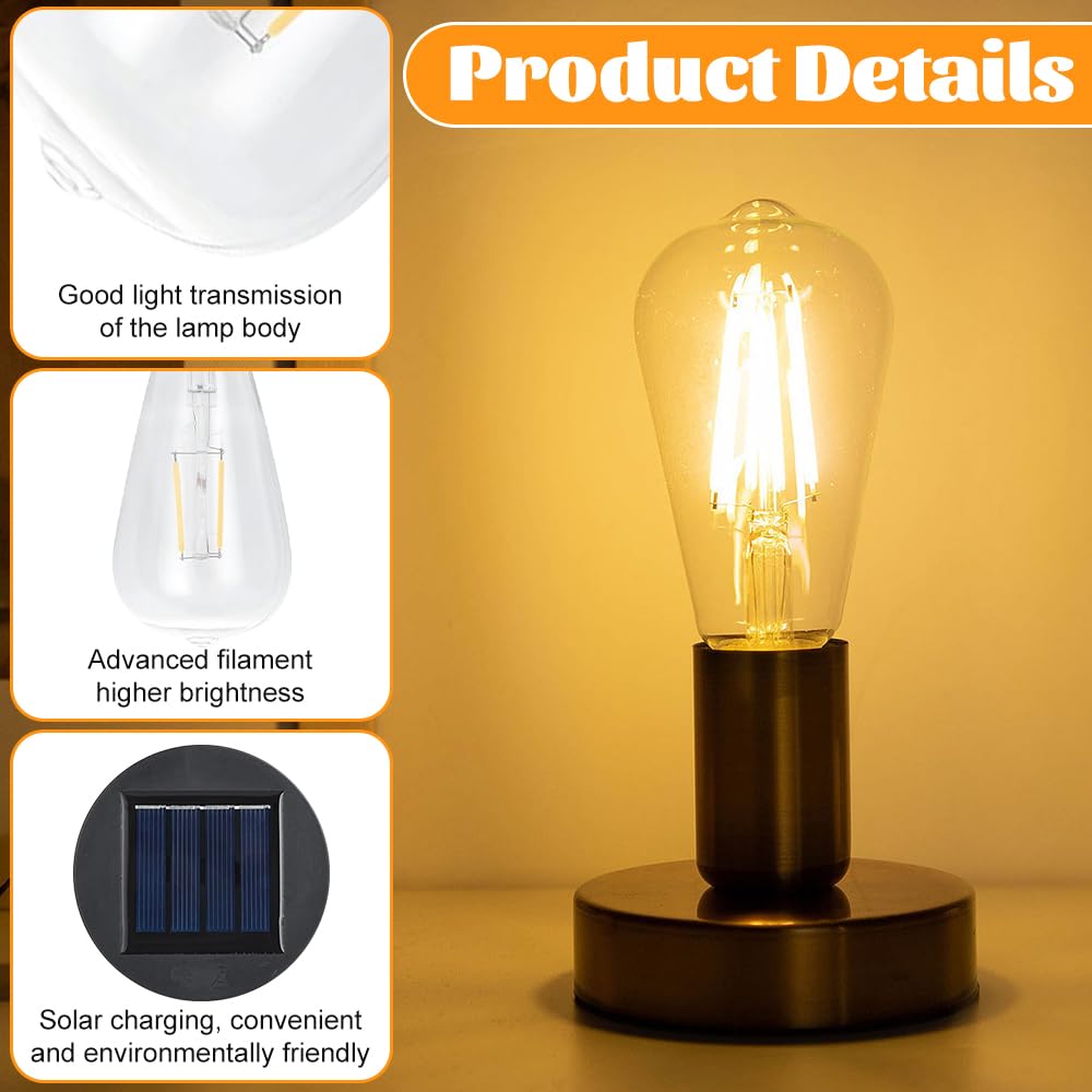 XEERUN 2 Pack Solar Light Bulbs, Outdoor Garden Hanging Light Bulbs, IP55 Waterproof Outdoor Light Bulbs - Image 4