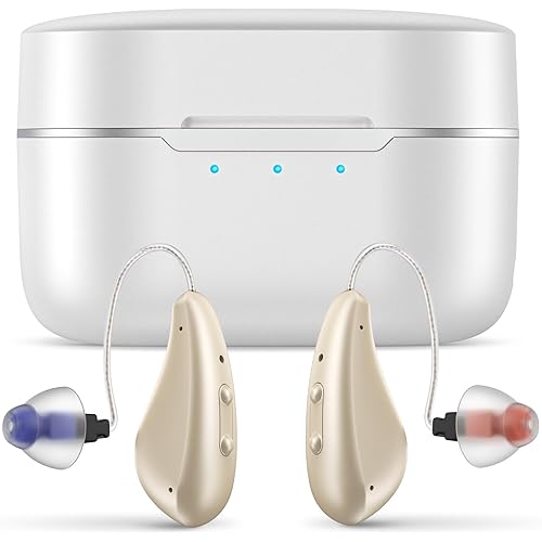 OTC Hearing Aids for Seniors, Rechargeable Hearing Amplifiers with Intelligent Noise Cancellation, Invisible & Comfortable Fit, 80H Battery, One-Button Operation, Clear Sound Restoration,White