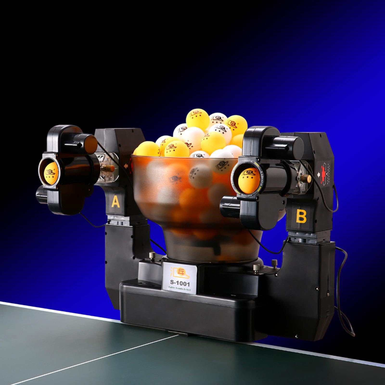 Table Tennis Ball Machine, Double Head Ping Pong Machine with 36 Different Spin Balls, 4-40 M/S Accommodate 120 Balls, 180° Rotation, Wireless Remote Control, for Home School Practicing