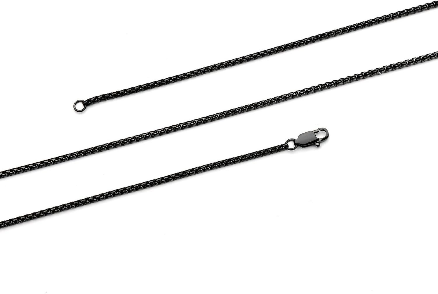 Trusuper 2MM Stainless Steel Black Rolo Cable Chain Necklace for Men Women, 16-36 inches