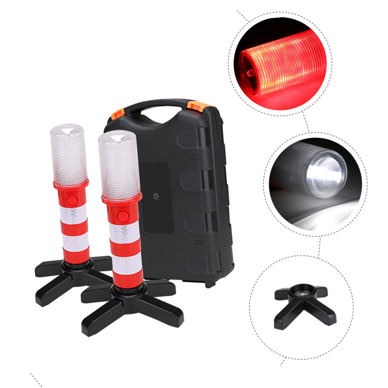 Ciieeo Luz de Emergencia LED Portátil Rojo, Superbrillante, para Control de Tráfico y Señalización de Advertencia, Funda Rígida y 1 Set