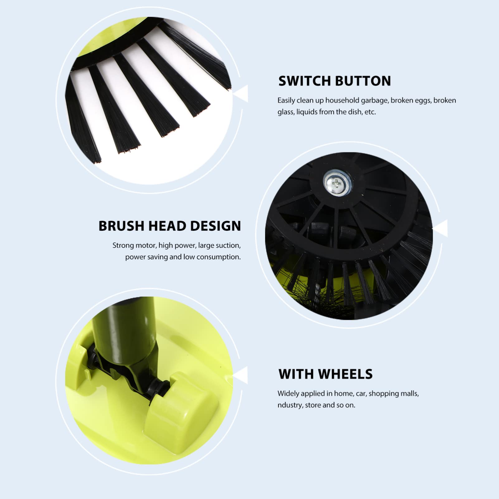 HOLIDYOYO Multi-Functional Floor Sweepers Hand Sweeper and Pan Push Broom Electric Sweeper for Rugs No Battery Required Random