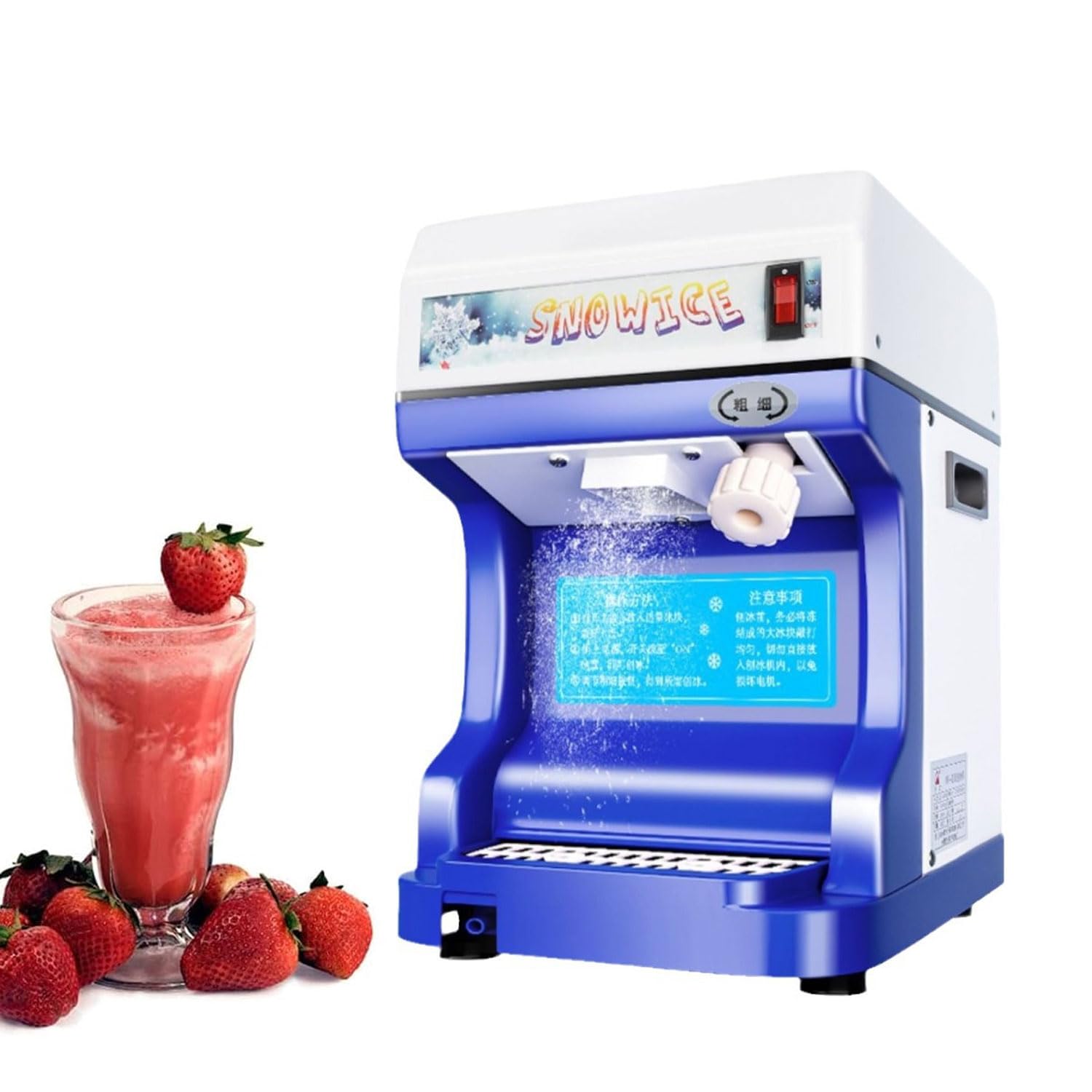 BOOZXCV Electric Snow Cone Machine, 250W Commercial Ice Crusher with Adjustable Thickness, 120kg/h Capacity, 2L Mini Shaving Ice Machine for Home and Parties