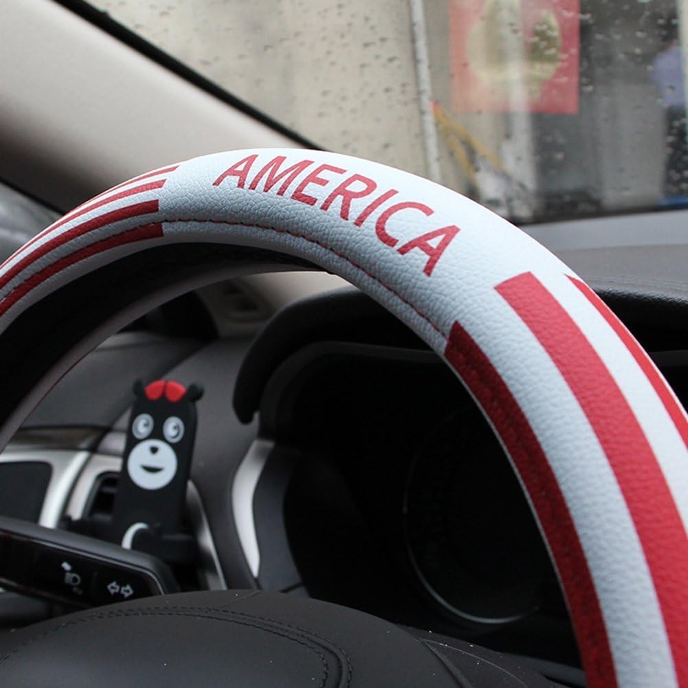 Steering Wheel Cover,USA American Flag Microfiber Leather Steering Wheel Cover Universal 15 inch
