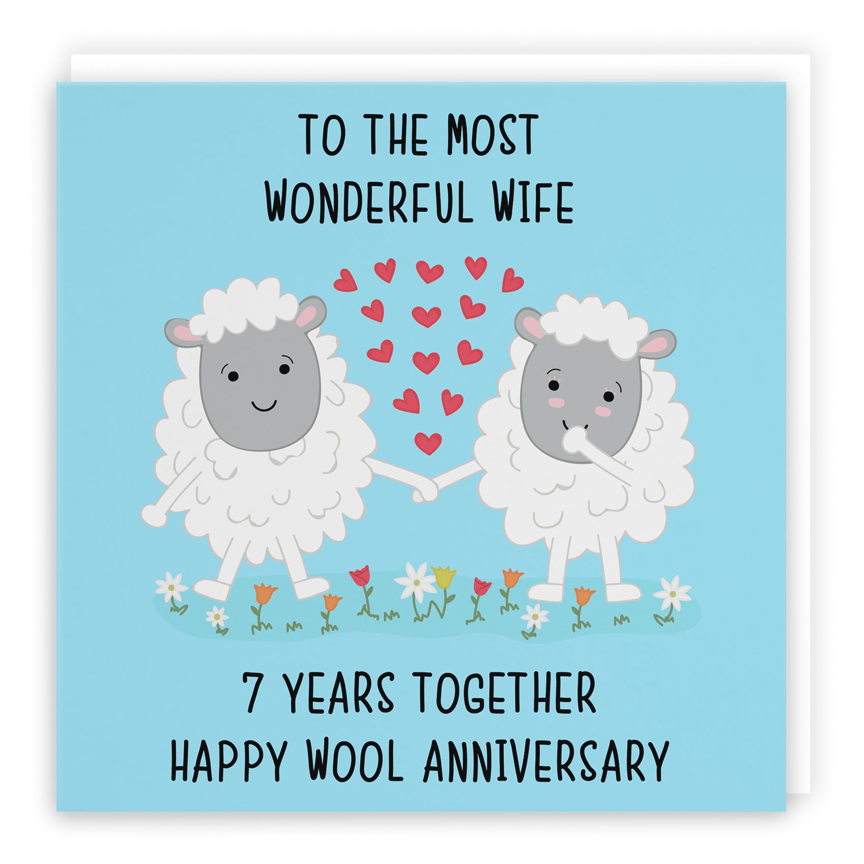 Hunts England - Wife 7th Anniversary Card - To The Most Wonderful Wife - 7 Years Together - Happy Wool Anniversary - Iconic Collection