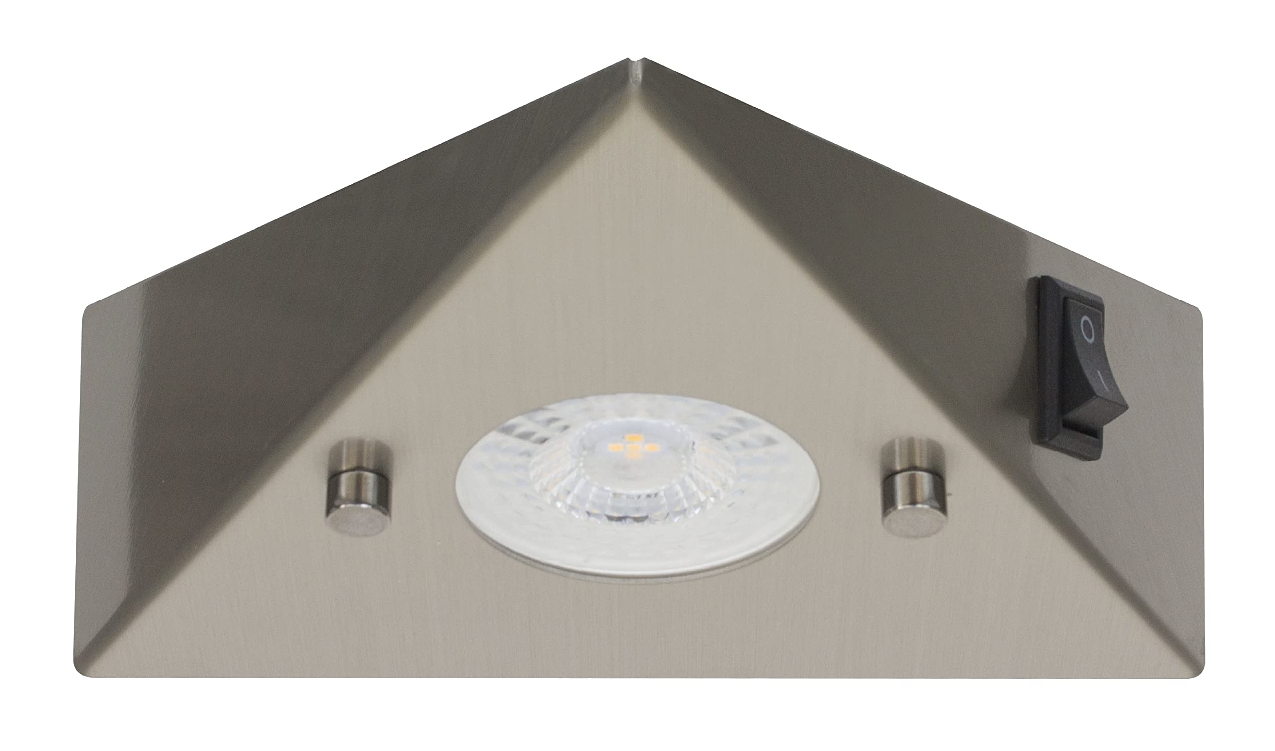 Trango 3er Set 6739-32 Küchenunterbauleuchte inkl. 3x 4.8 Watt LED Modul 3000K warmweiß ON/OFF Schalter *COOK* Edelstahl Einbauleuchte, Einbaustrahler, Dreieckleuchte, Schrankleuchte, Küchenleuchte