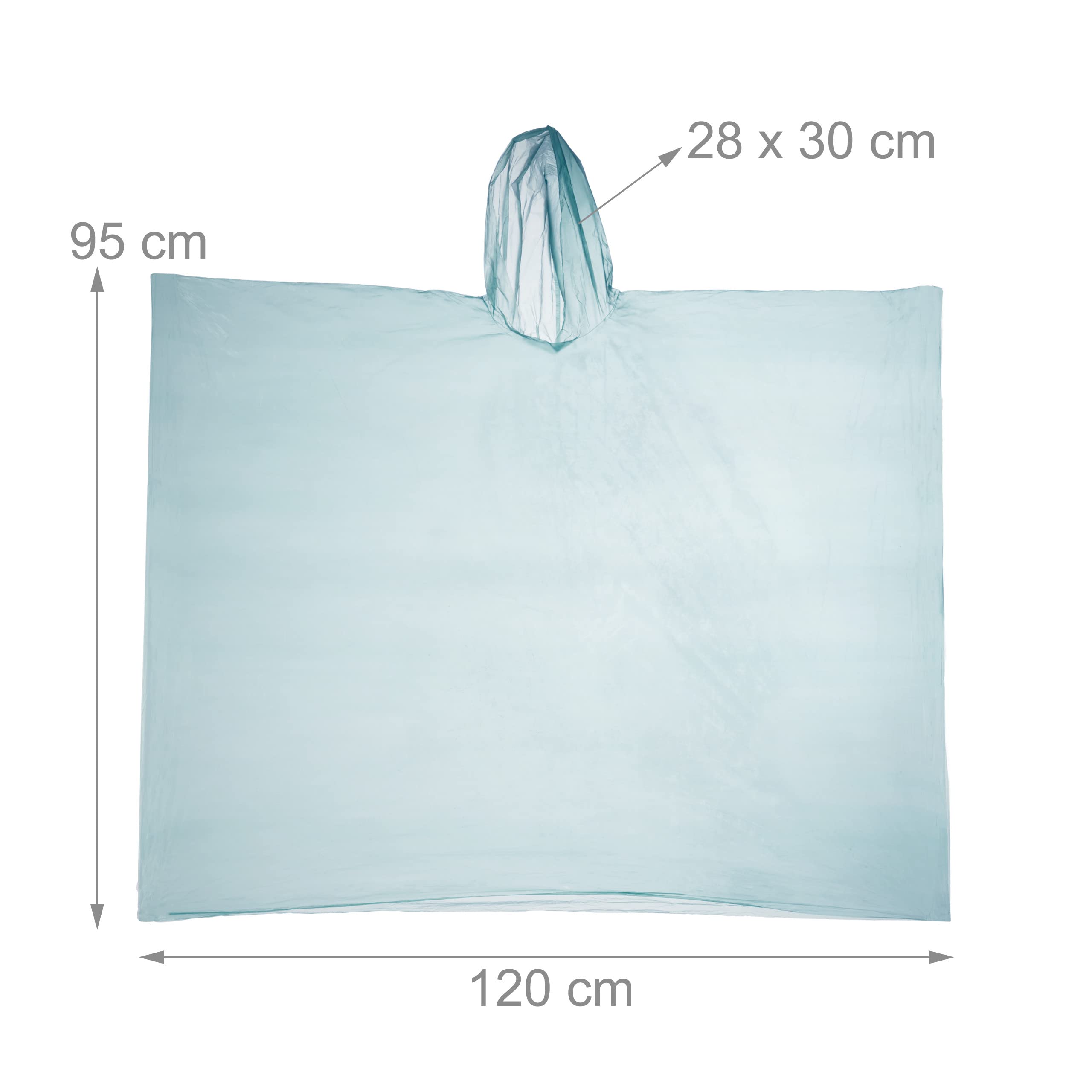 Relaxdays 100x Poncho Antipioggia, Set, Cappuccio, Mantellina Impermeabile per Adulti, Monouso, Unisex, PE, Verde