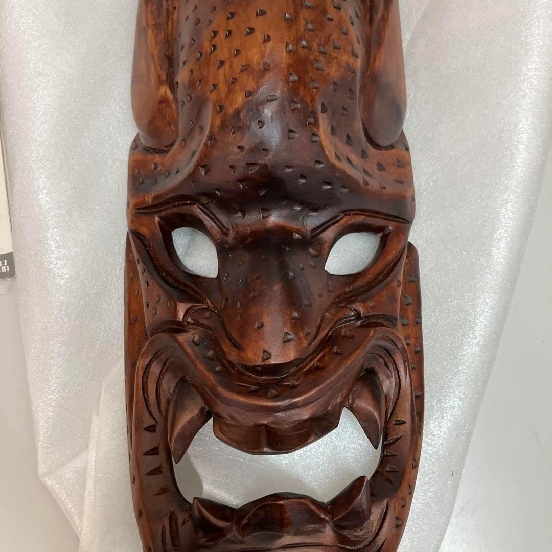 はんにゃ 般若 木製 面 彫刻 インテリア レトロ 工芸 魔除け 厄除け