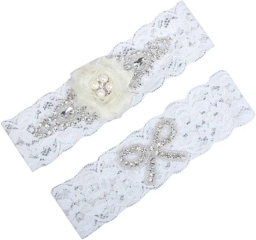 YDTQXG Women's Luxury Rhinestones and Handmade Ribbon Garter, Bridal Leg Band, Wedding Garter