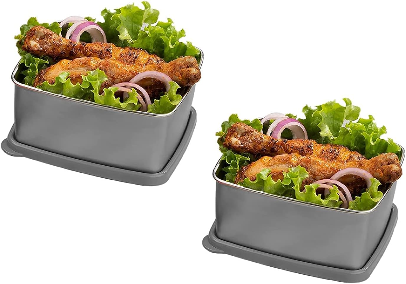 SIGNORA WARE Freezer Fresh Small Steel Container 600Ml+600Ml, (Set Of 2),Black