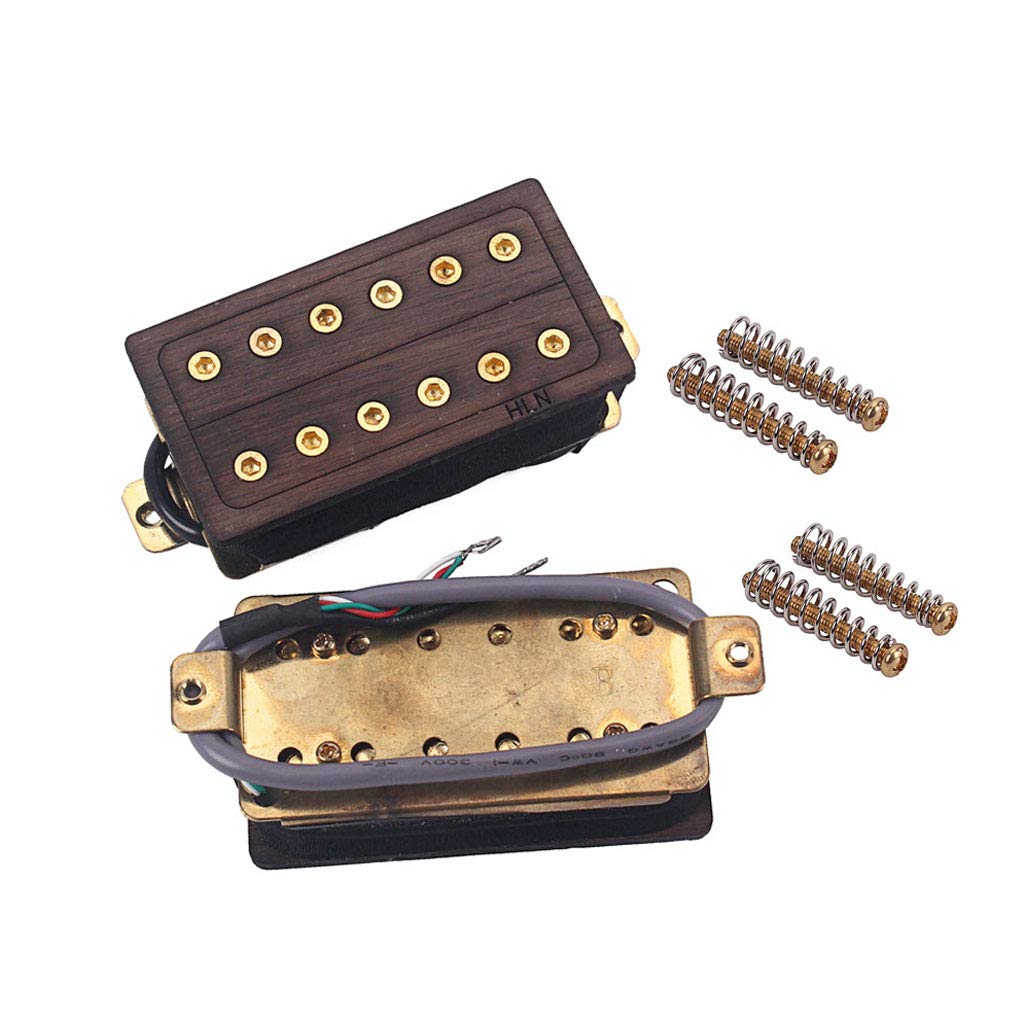Alnicov 1 Set Pickup per chitarra in palissandro Neck & Bridge 50 / 52Mm Pickup humbucker per chitarra elettrica a 6 corde con viti dorate
