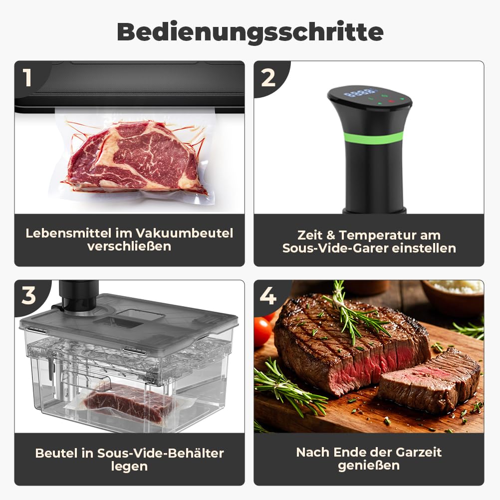 Sous Vide Behälter mit Deckel und eingebautem Rost 11L Grau Doppeltür-Design Sous Vide Topf für die meisten Sous Vide Garer