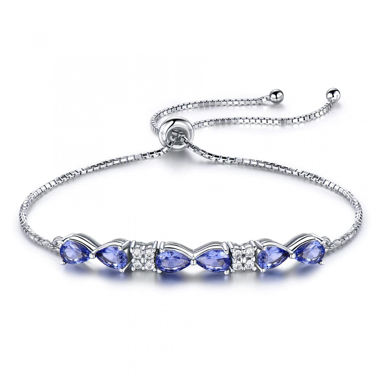 Damenarmband 925 Sterling Silber Armband Damenarmband Damen Tansanit Verstellbares Armband Weiblicher Schmuck Geschenk