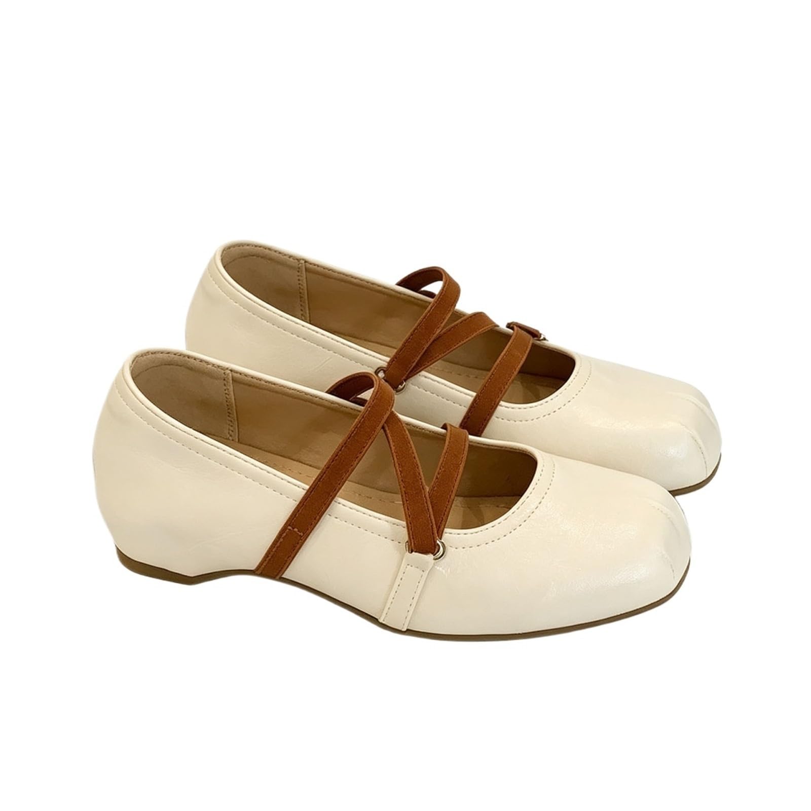 Ballerinas Damen Gekreuzter KnöChelriemen 3 cm Versteckter Keilabsatz