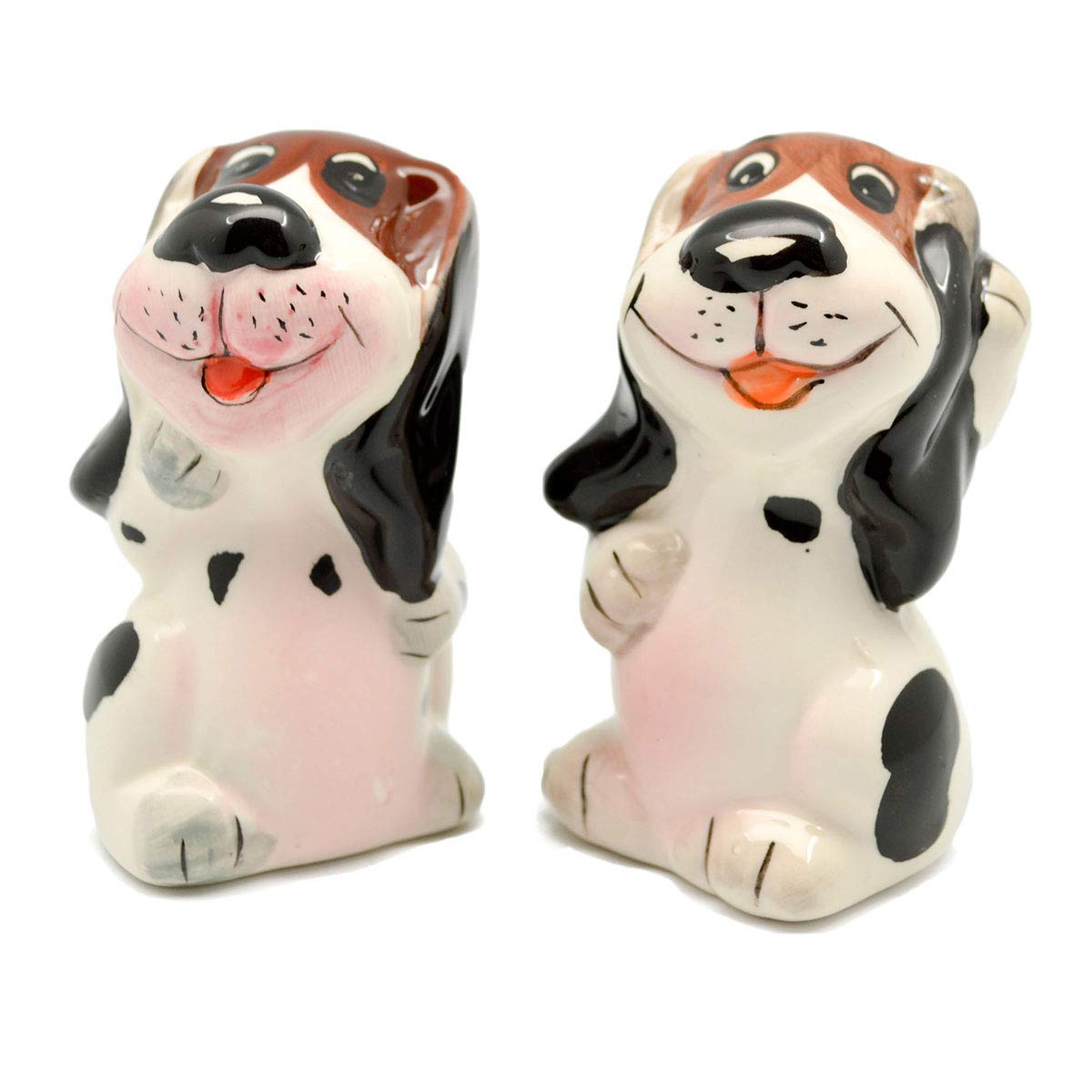 Dogs in Basket Animal Ceramic Salt and Pepper Shakers Set by E.H.G