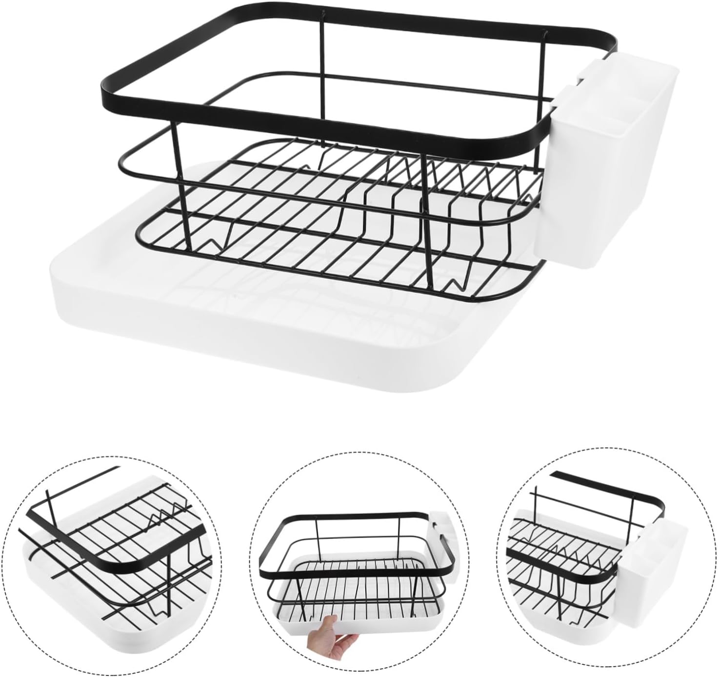 Mobestech Extra Large Dish Drying Rack Collapsible Kitchen Counter Dish Rack Plate Drying Cutlery Holder Storage for Kitchen Sink Easy to Clean Black