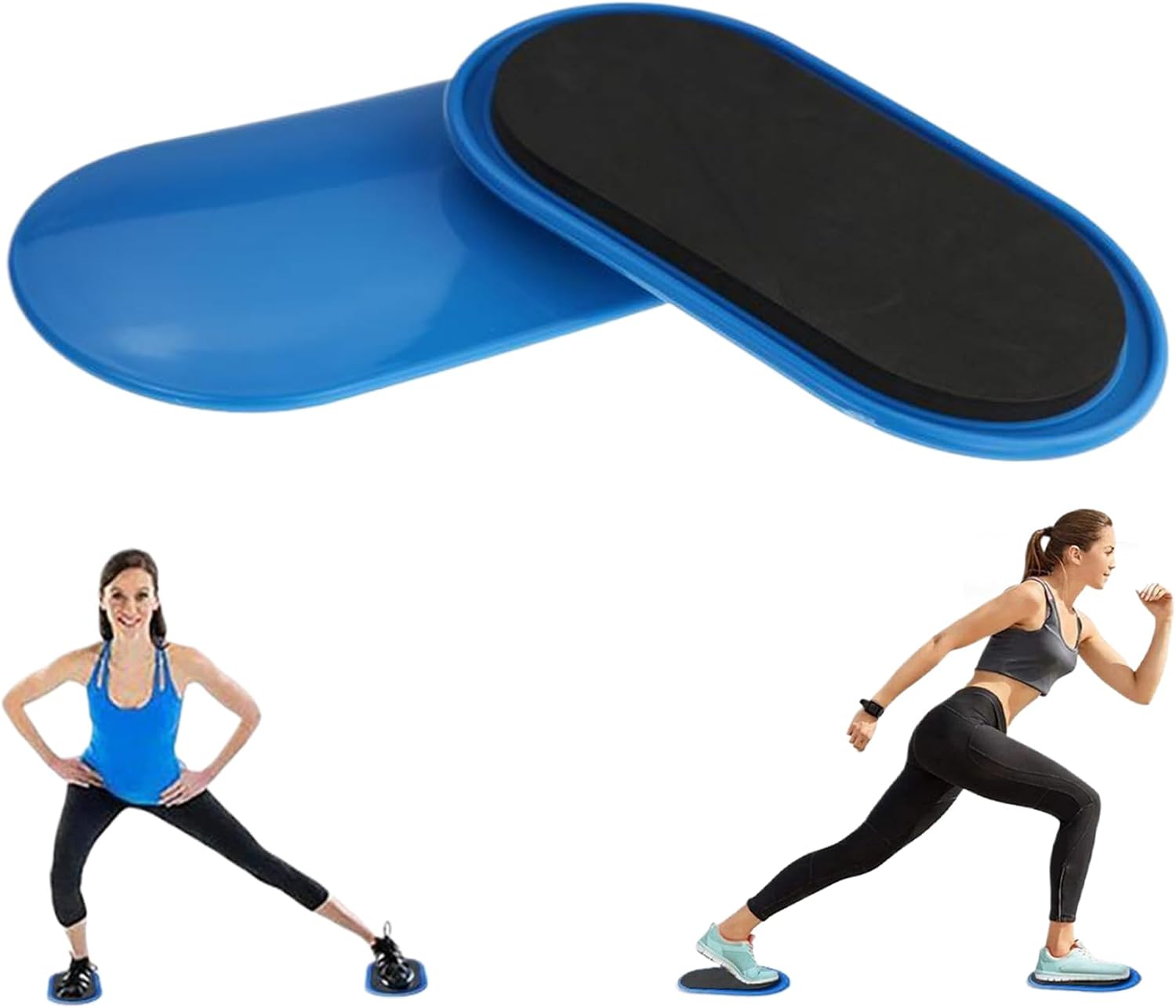 Exercise Sliders, 2PCS 9.3x5.3 Inch Workout Sliders Disc, Non Slip Core, Reusable Sliding Discs for Exercise, Pilates, Gym, Fitness