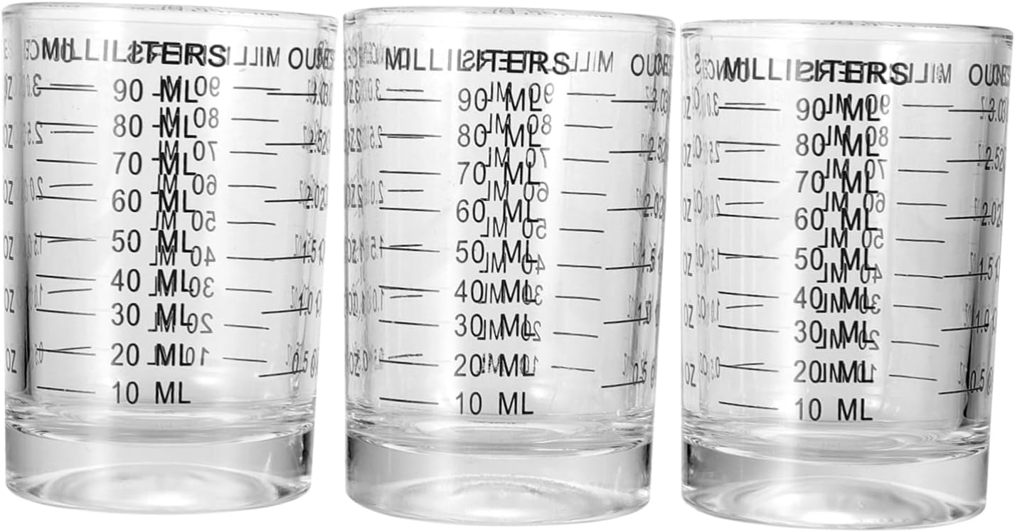 3 Pcs Glass Measuring Cups Graduated Scale Practical Kitchen Baking Tools Suitable for Milk and Coffee Sturdy Glass Construction