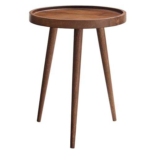 Chiro Solid Wood Side Table in Walnut with Tray Top