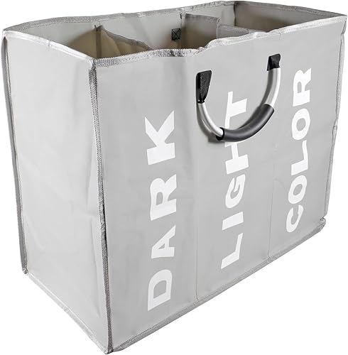 Cesta plegable de 94 litros con asa dividida para ropa sucia, 3 secciones para ropa sucia, bolsa clasificada plegable para dormitorio escolar,