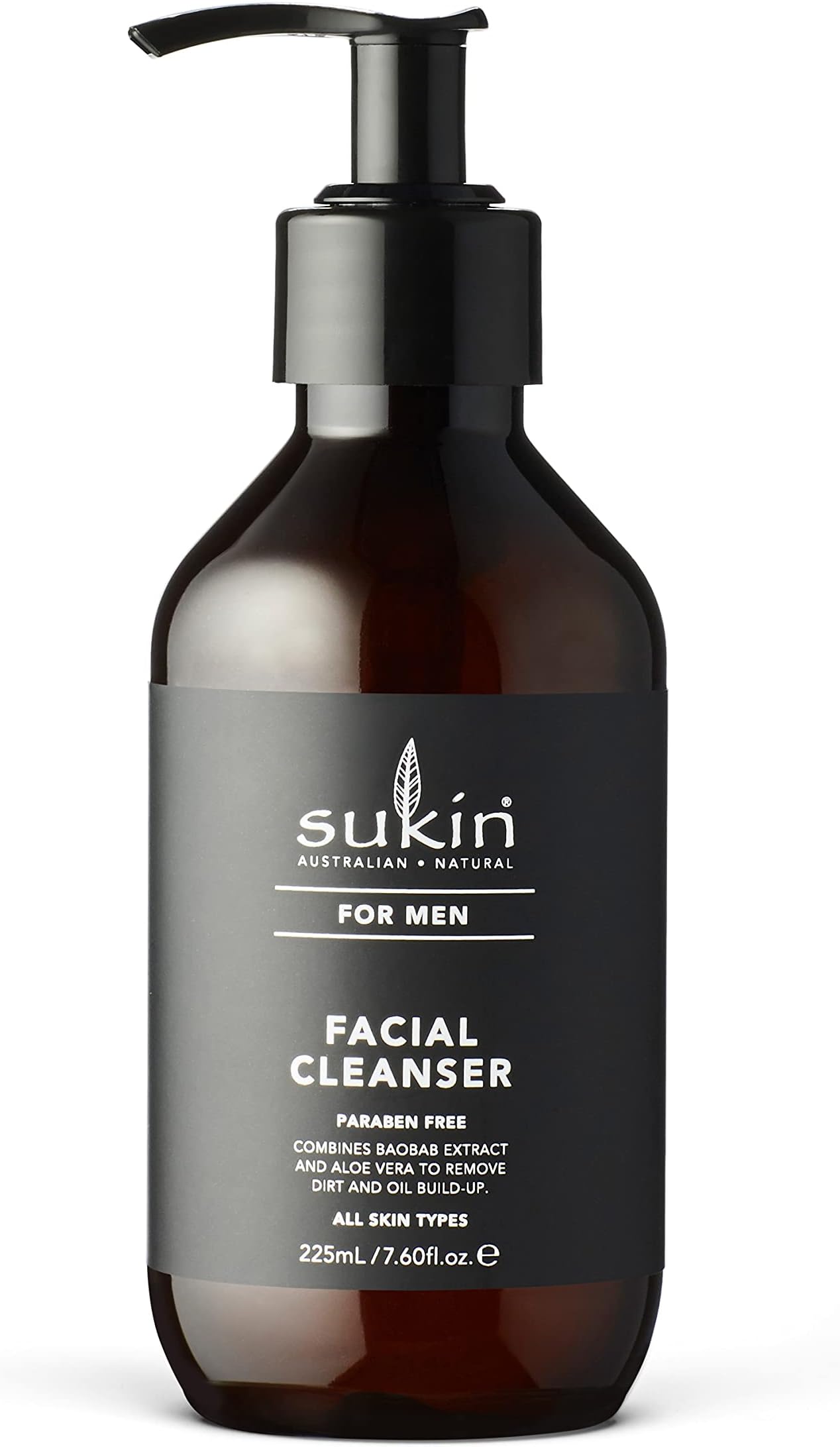 Sukin For Men Facial Cleanser | Natural Skincare | Australian Skincare | Sulfate-Free Cleanser | Purifying Facial Cleanser with natural Ingredients | 225ml