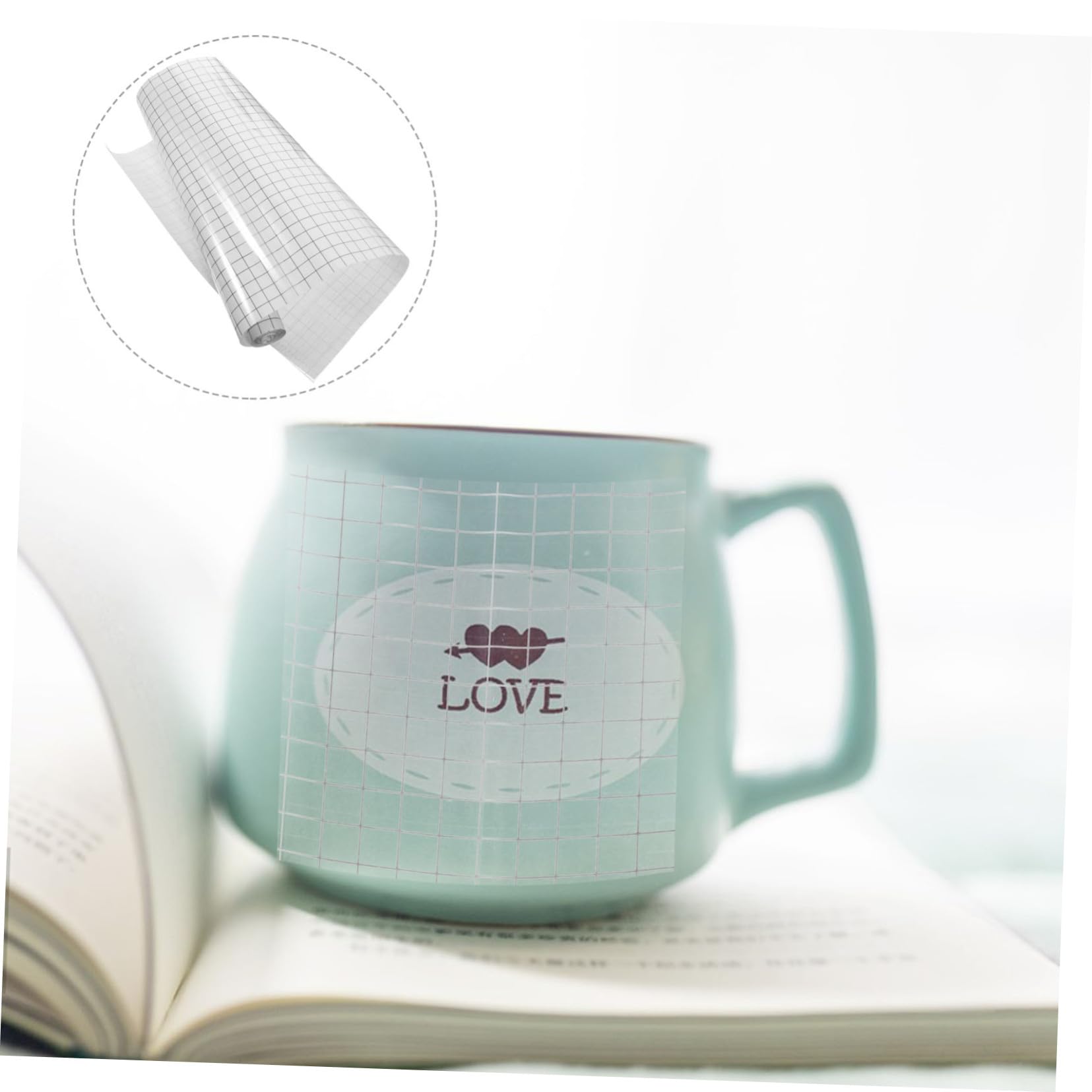 Ruban de Transfert Autocollant en Pet Transparent pour Vinyle Lignes Quadrillées, Pratique pour Alignement Précis, pour Fenêtres et Céramiques en DIY