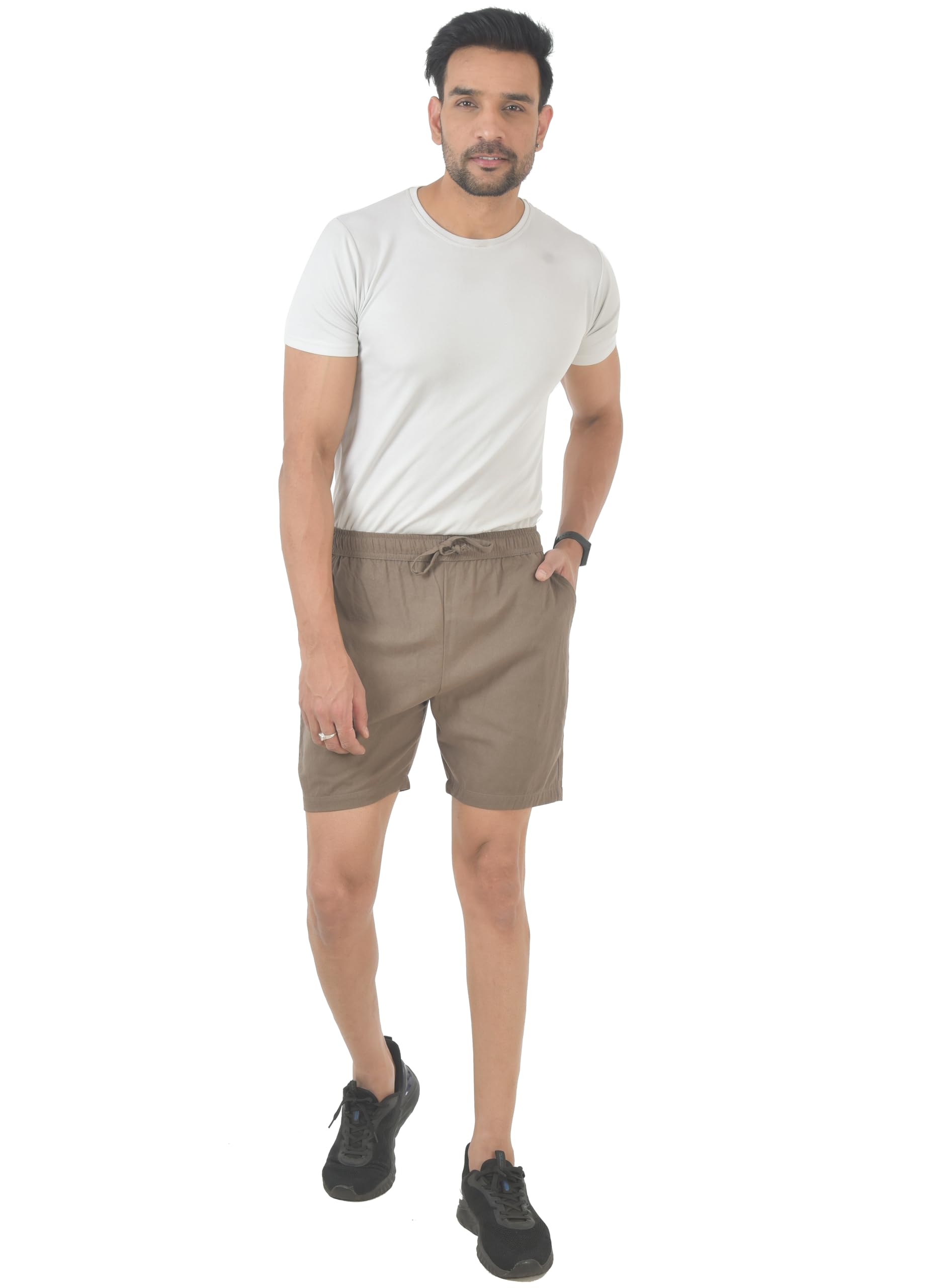 khwaishein Men’s Casual Linen Short's– Lightweight, Breathable, Elastic Waist Drawstring Summer Shorts with Side Pockets, Shorts for Daily Use, Gym & Casual Look-picture-20