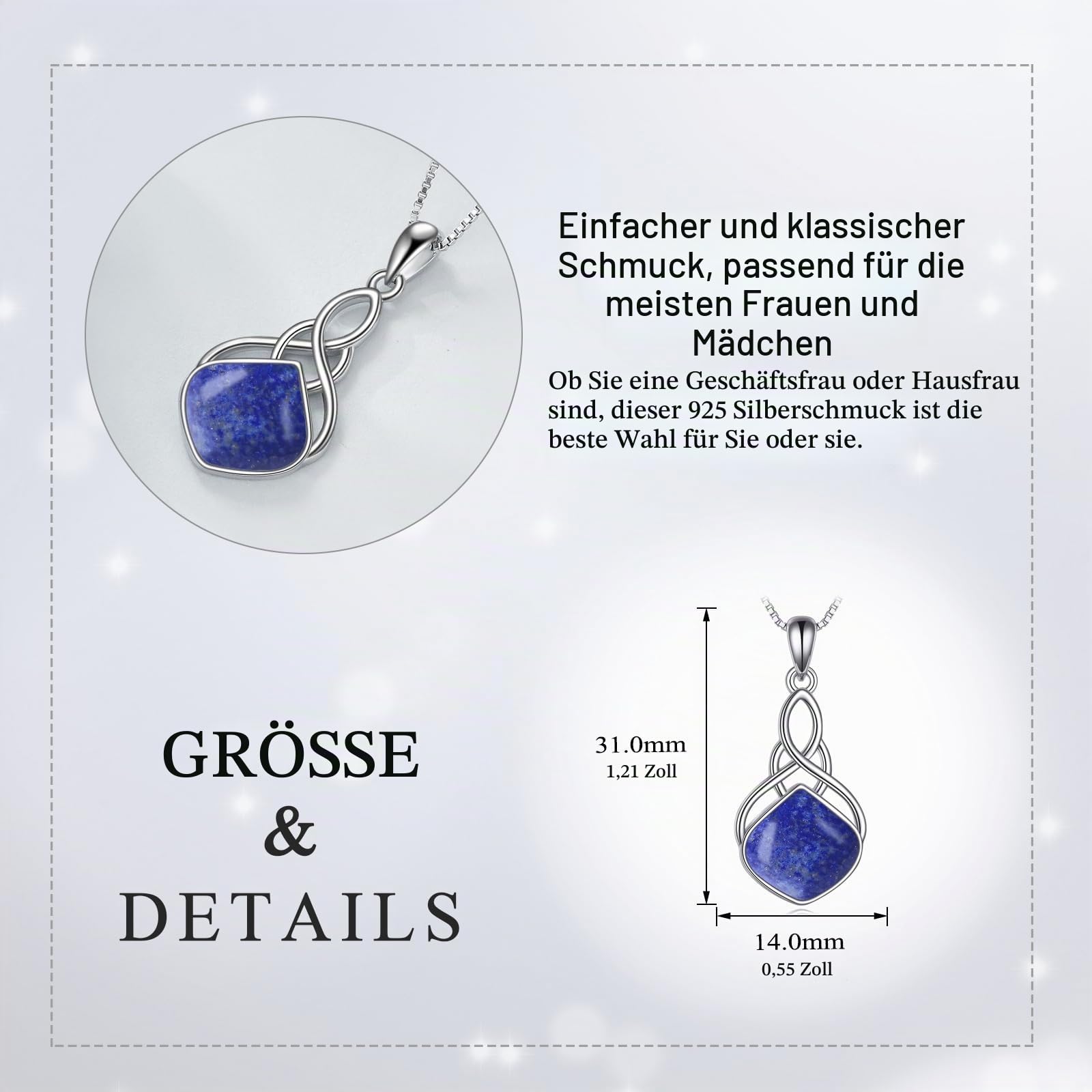 YAFEINI Keltische Knoten Anhänger Halskette Sterling Silber Naturstein Träne Irische Halskette Schmuck Geschenke für Damen Mädchen