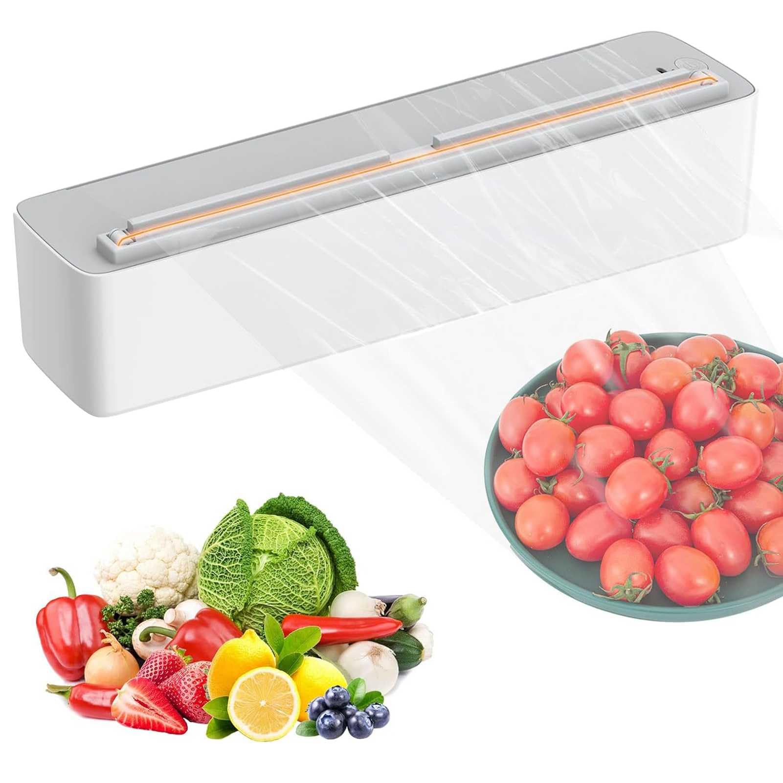 Dispensador eléctrico de Film Transparente rellenable, dispensador de Papel de Aluminio, Cortador eléctrico Resistente de Film Transparente para Alimentos, Corte automático de 0,5 s