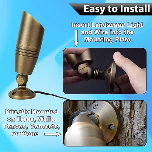 Miniatura 5 de Placa de montaje con luces LED de latón para superficie resistente, montaje empotrado, luz LED de bajo voltaje, iluminación de paisaje al aire
