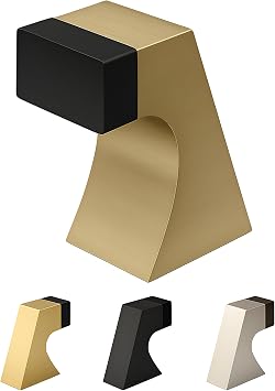 Mega Handles Curved Floor Door Stopper, Quickly Installed Wall Protector, Wall Protectors from Door Knobs, Floor Door Stop with Mounting Hardware Included - Satin Brass - 2.5 Inch