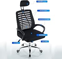 Vista 8 de Silla de escritorio con respaldo medio, silla ergonómica de oficina, silla de computadora de malla con soporte lumbar, silla giratoria de altura