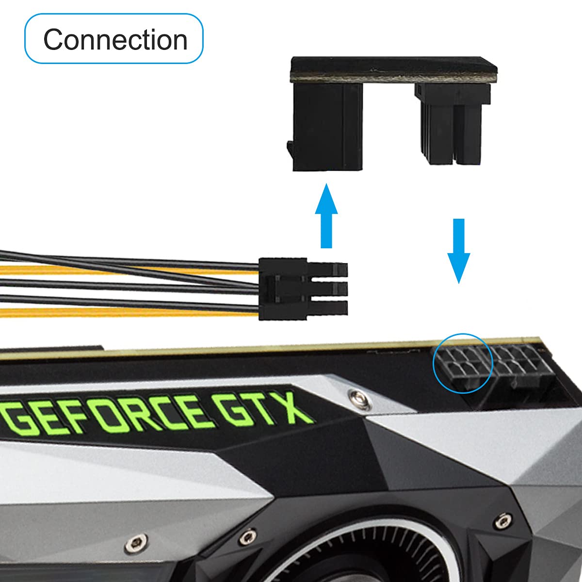 ATX adapter sieciowy, wtyczka 6-pinowa, karta graficzna 180 stopni, pionowy adapter kabla zasilającego, 4 szt. 6-biegunowe gniazdo na wtyczkę 6-biegunową (2 style)