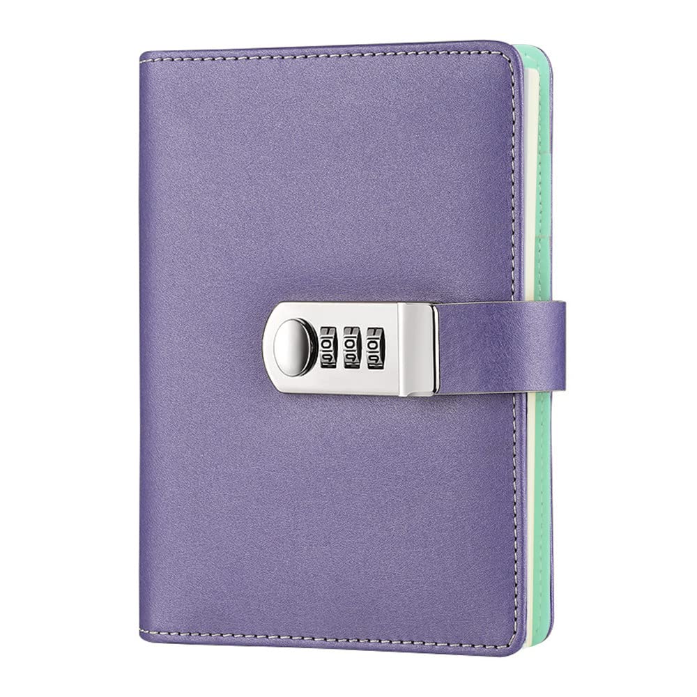 Cuaderno Con Candado De Combinación - Diario De Cuero PU Recargable, Bloc De Notas Con Seguro Y Soporte Para Bolígrafo, Tamaño 185x135 Mm, Ideal Para Diario Personal O Viajes