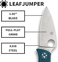 Vista 3 de Spyderco Cuchillos LeafJumper Ligero C262BLK390 Azul FRN y K390 Navaja de bolsillo