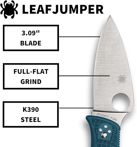 Miniatura 3 de Spyderco Cuchillos LeafJumper Ligero C262BLK390 Azul FRN y K390 Navaja de bolsillo