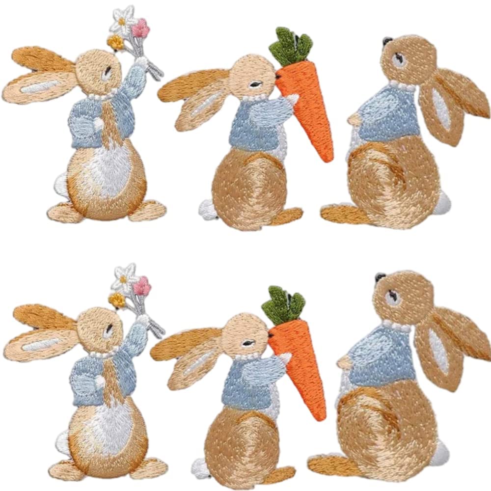 6 Pcs Embroidery Patches for Clothing, Iron On Patches, Easter Bunny Patch, Rabbit Applique Patches Iron On Patch, Embroidered Patches Badge for Jackets Jeans Bag Shoes T-Shirt Hat-image-10