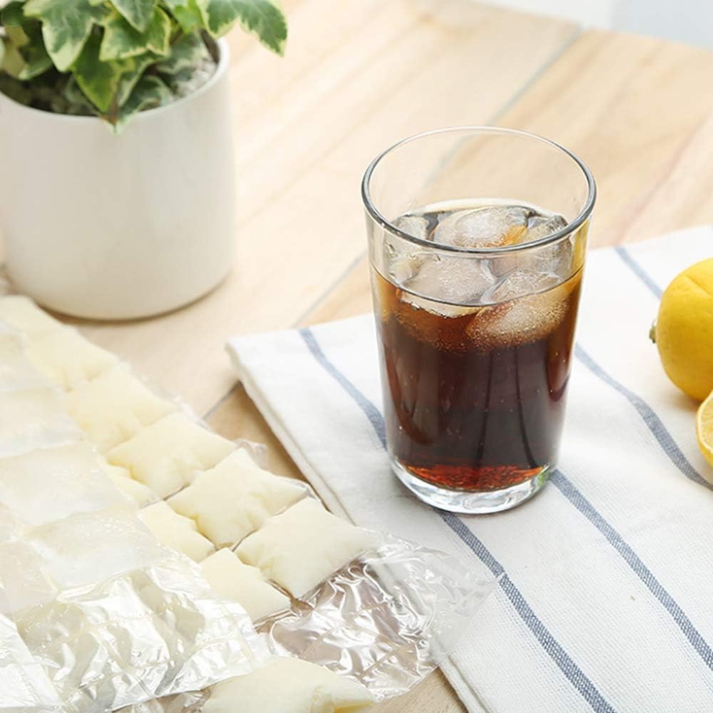 100 Worków Lód Worki na Kostki Lodu Formy Lód do 2800 Kostek Lodu Worki Samozamykające do Zamrażarki Koktajle Whisky Napoje i Jedzenie dla Dzieci